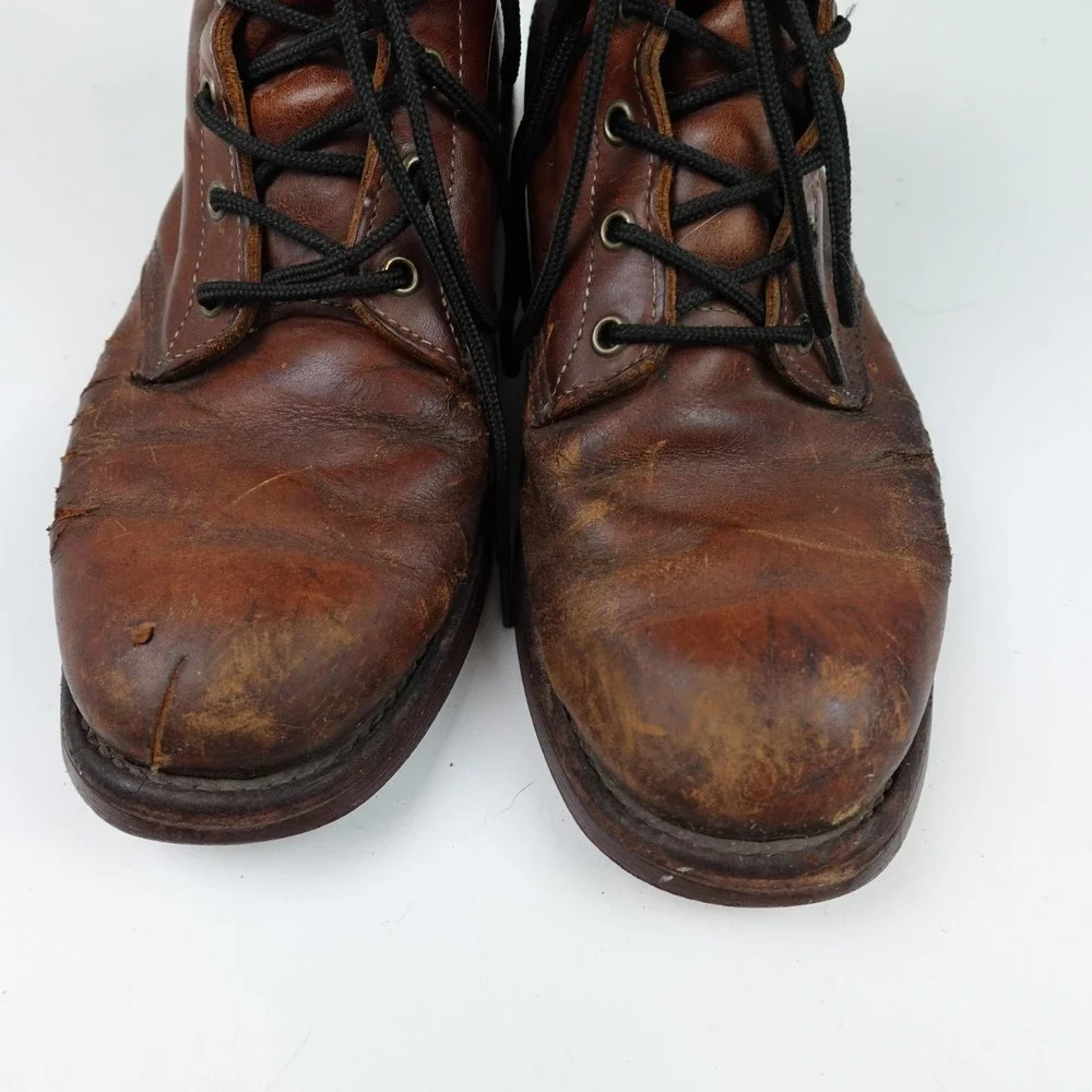 Chippewa Boots Mens Size 8 Brown Leather Combat Ankle Lace Up Vibram Work
